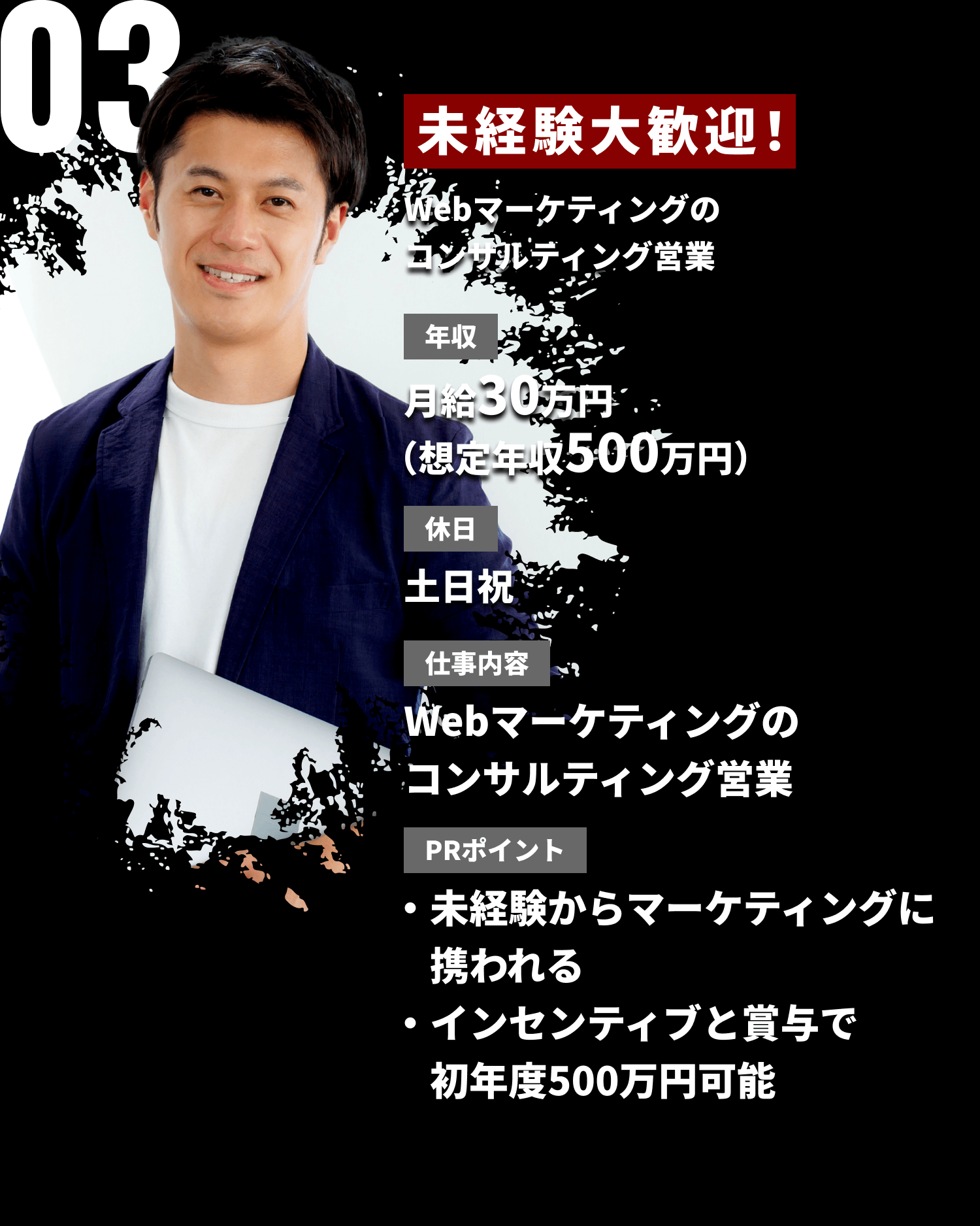 03未経験大歓迎！Webマーケティングのコンサルティング営業：月給30万円・休日土日祝